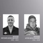 Коллаж из трёх чёрно-белых мужских портретов в военной форме с эмблемой слева и подписями под снимками